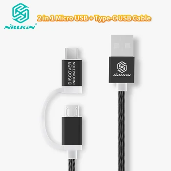 Nillkin 2 в 1 Micro-USB + Type C кабел за зареждане USB-кабел за трансфер на данни за Xiaomi Pocophone F1 mi 8 за Samsung за Sony за Huawei