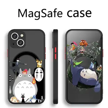 Унесенный призраци Тоторо Загиваха Миядзаки Аниме Калъф За Телефон Прозрачен Магнитен Магнит Magsafe За iPhone 13 12 11 Pro Mini Max