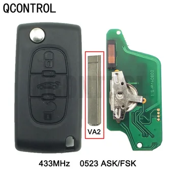 QCONTROL Дистанционно управление Сгъваем Ключ за CITROEN C5 C4 C2 C3 Picasso, Berlingo Кола Ключодържател 433 Mhz CE0523 ASK/FSK, 3 Бутона VA2