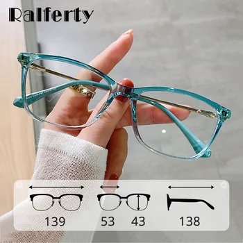 Ralferty Сини Светозащитные Компютърни Очила без Деления на Квадрат 0 Диоптъра, Медицински Оптични Характеристики Рамки за Жени Точки