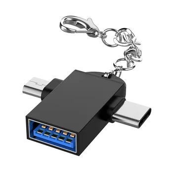 2 в 1 OTG Адаптер USB 3.0 Жена към Micro USB Штекерному Порт и USB C Штекерный Конектор За Пренос на Данни От Алуминиева сплав Адаптер За Зареждане
