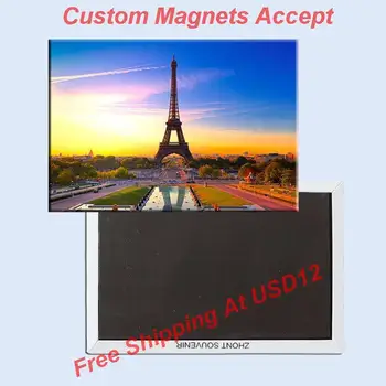 За спомен Снимка с Магнит на хладилника, Айфеловата кула, Париж, Франция 5600 Пътен подарък туристически атракции на сувенири