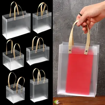 Висококачествен Прозрачен Чанта-Тоут от Матирано Полипропилен, Пластмасови Подаръчни торби с Дръжки, Опаковъчна хартия, Цветна Опаковка, Чанта за Декор, Аксесоари