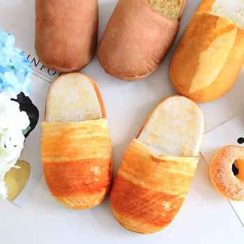 Яжте хляб на тост, зимни нескользящие памучни чехли с меко дъно, обувки с гъба с ефект на паметта за мъже