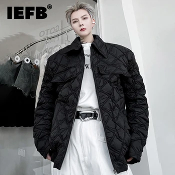 IEFB, Есенно-зимна Однотонная мъжки памучен яке с Ревера, 2023, корейската Мода, Мъжко палто с джобове, Отложной яка, 9A5915