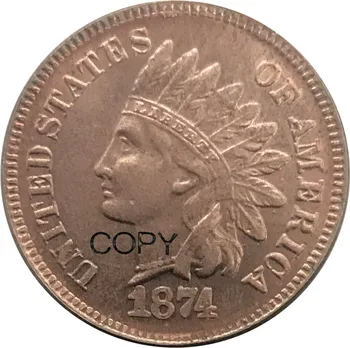 Съединените Щати 1 Цент Цент на Главата Индианец 1874 г. Копирни монети от Червена Мед