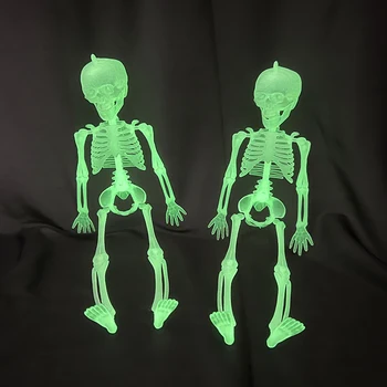 Хелоуин Човешки Скелет Костите На Тялото На Модел На Мини Фигурка Светещ Хитър Играчка Моделиране Пластмасов Череп Украсата На Къщата С Духове Подпори