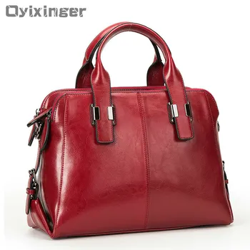 Дамски чанти-тоут от естествена кожа, Луксозна Чанта С Двоен цип, Дизайнерски Чанти през рамо От Естествена Телешка кожа, Чанта...