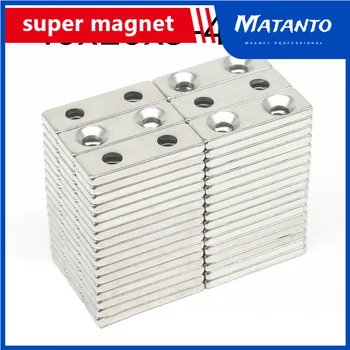 5 ~ 100ШТ 40x10x3-4 Магнит N35 40x10x3 с Потайными дупки с дължина 4 мм Постоянен Магнитен Лист 40*10*3-4 Неодимовый Магнит 40*10*3-4