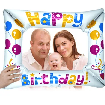 1бр фоторамка алуминиево фолио, балон, рожден ден, рожден ден снимка подпори балони кръщението на детето декорация на партита в грах топката