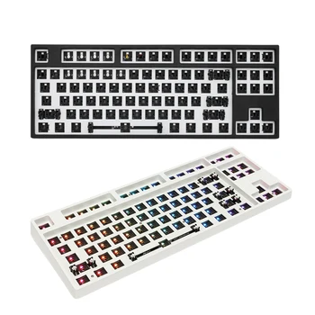 RGB превключвател на LED 87-Ключ Двухрежимный Комплект механична клавиатура с възможност за гореща замяна Нископрофилен За Преносим КОМПЮТЪР със софтуер Type-C