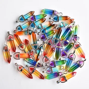 Нова Мода стъкло цветни стълб Точка чар висулки за бижута окачване 24 бр./лот на Едро безплатна доставка