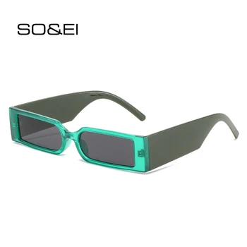 SO & EI Модерни Правоъгълни Цветни Дамски Слънчеви Очила Ретро Маркови Дизайнерски Очила С Широки Крака Нюанси UV400 Мъжки Квадратни Слънчеви Очила