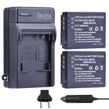 Батерия за фотоапарат Tectra DMW-BCD10 CGA-S007E + Цифрова Зарядно устройство за Panasonic Lumix DMC-TZ1 DMC-TZ1BK DMC-TZ1BS DMC-TZ3EB-K DMC-TZ2