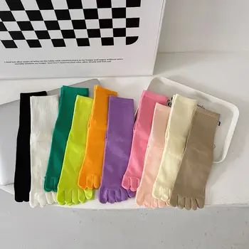 Модни Памучни Чорапи С Пет Пръста, Антибактериални Дишащи Цветни Меки Еластични Чорапи-тръба, Чорапи Harajuku С Чорапи