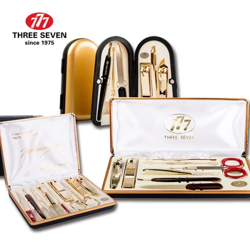 THREE SEVEN/777 Класически ЛУКСОЗНИ нокторезачки Комплект 14К Златно покритие Инструменти За Нокти домашни Грижи Маникюр, Педикюр, Определени За Нокти Бизнес Подаръци