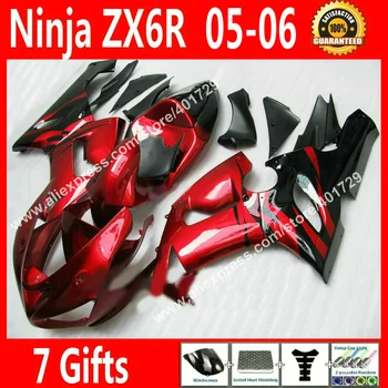 НОВИ ГОРЕЩИ Обтекатели за мотоциклет Kawasaki Ninja 2005 2006 ZX-6R 636 ZX 6R ZX6R 05 06 нови черни червени комплекти обтекателей HU23
