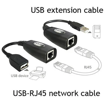 USB 2.0 Мъжки и женски Интерфейс RJ45 Cat-5/ 5e/6 LAN Кабел Plug & Play Мрежов адаптер Удължител Чрез Набор от ретранслатори