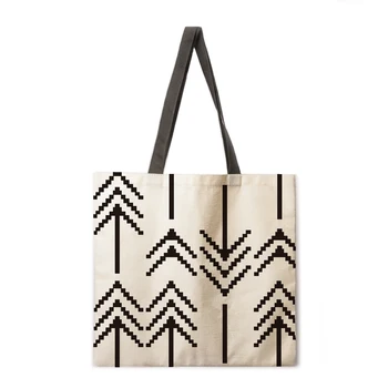 Чанта с геометричен принтом под формата на стрелка, Дамска чанта, Дамска чанта за пазаруване, Младежта черна кафява чанта на рамото за момичета, Плажна чанта