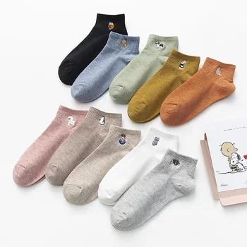 Пролет-есен Тънък Памучен Корейската Версия Ins Tide Скъпа Японска Бродерия Средната Тръба Памучни Чорапи Чист Червен Cartoony Модел