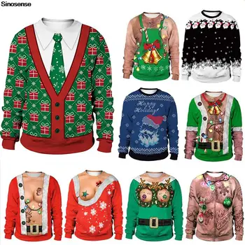 Мъже, Жени Грозни Коледен Пуловер Пуловер Лепкава Коледен Жилетка Върховете 3D Коледен Подарък Принт Есен Зима Празнична Парти Hoody