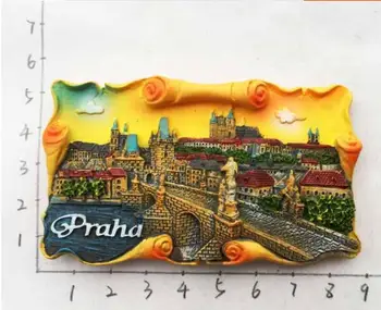 Смола 3D Чехия Пражка Размер на Вълтава Карловия Мост Магнит За Хладилник Пътни Сувенири, Декорация на дома