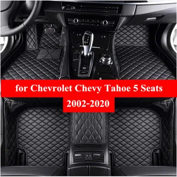 Автомобилни Стелки За Chevrolet Chevy Tahoe, 5 Места 2002-2018 2019 Флаш Мат Кожени Потребителски Накладки За Краката Авто Килим Автомобилни Седалките