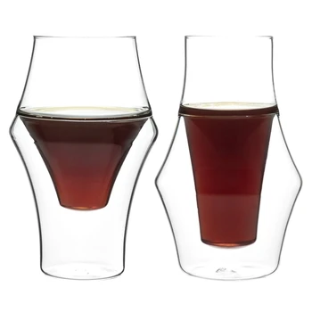 2 елемента 150 мл Двойна стъклена чаша за еспресо Дегустация на чаша подобрява сетивните усещания и подчертава различните вкусове на кафето