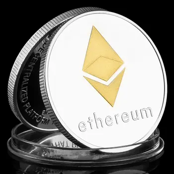 Монета Ethereum Сувенир, Айде сребърно покритие са подбрани Монета, Монета на Повикване ETH Физическа Криптовалюта Криптомонета