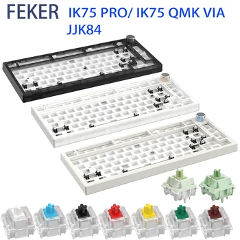 FEKER Гореща смяна на Bluetooth Механична клавиатура IK75 V3 Pro JJK84 T1 Режим QMK ЧРЕЗ RGB Единния led лампа BT5.0/2.4 Ghz/USB Връзка