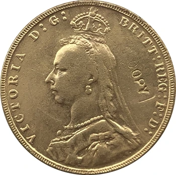 24 - Каратная позлатен копие британски монети 1891 г.