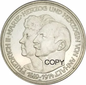 Немски държавата Funf Mark Frieeich II Сребърна Сватба 1901 1914 Позлатени Сребърни Копирни Монети