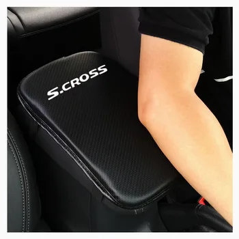 Въздушна възглавница за предпазване От Съхранение, Подлакътник на автомобила Пу Текстура въглеродни влакна кожено За Suzuki Scross