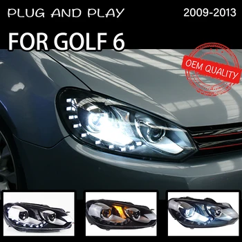 Фаровете за колата е VW Golf 6 2009-2013 автомобилни стоки LED DRL Hella 5 Ксенонова леща Hid H7 Golf6 MK6 Автомобилни Аксесоари