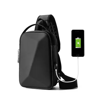 Мъжка Чанта, Чанта През Рамо, богат на функции анти-кражба Водоустойчив Мъжки чанти През Рамо, Ежедневни Къс Чанта За Пътуване, USB Зареждане, Пътна чанта