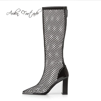 Arden Фуртадо/лятна модни дамски обувки; Пикантни елегантни дамски обувки; класически мрежести обувки за възрастни, за да не сужающемся надолу масивна ток с остър пръсти