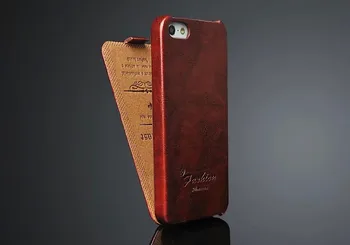 Масло-восък Калъф от естествена кожа с вертикално Панти капак за Apple iPhone 5 5S SE (4.0 