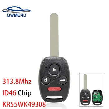 QWMEND 313,8 Mhz ID46 Чип Авто Дистанционно Ключ за Honda Pilot Accord Седан 2008-2012 за Honda Ключ 3 + 1 Бутон KR55WK49308