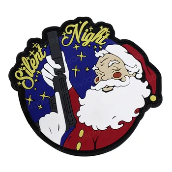 Коледен Тих Нощен Кръпка за PVC, Каучук, Дядо Коледа Дядо Коледа Крис Крингл с Пистолет Ice Jam Иконата на Кръпка
