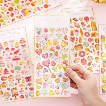 Творчески Плодове Торта Сърце Кристал Етикети Scrapbooking Сам Дневник Хартия Етикети Корейски Сладък Стикер