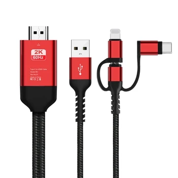 3в1 Micro USB Type C ЗА HDMI Кабел-Адаптер Lightning към HDMI за iPhone X 6 7 8 iPad, Samsung S8 S9 IOS Android Телефон На вашия телевизор HDTV