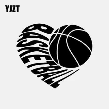 YJZT 13,4 см * 11,5 см Карикатура Баскетбол Футбол Сърцето Vinyl Стикер Автомобили Стикер Черен/Сребрист C3-1699