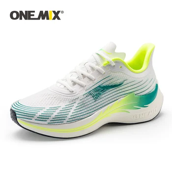 ONEMIX 2023 Маратон Мъжки Маратонки За Бягане Зелен Дишаща Мрежа От Въглеродни Влакна Дамски Маратонки с Дантела-Мрежа Спортни Обувки