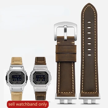 Каишка от естествена кожа за часовници G-SHOCK на Casio GMW-B5000, Малко Silver Bullion, Мъжки Мек Удобен Ремък за Часовници, Аксесоари 22 мм