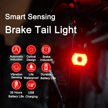 Leadbike Колоездене Задна Светлина IPx6 Водоустойчив Интелигентен Сензор За Велосипеден Задна Светлина За Автоматично Старт Спирачка На Мотора Задна Светлина Аксесоари