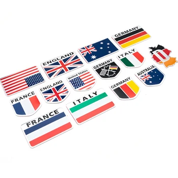 1бр Универсална 3D Алуминий САЩ, Русия, Франция Германия Италия обединено Кралство Испания Флаг Квадратен Автомобилен Стикер Аксесоари За Моделиране на Автомобили