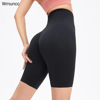Wmuncc Панталони за йога с висока еластичност, дамски секси спортни гамаши с висока талия, плътно прилепнали бедрата, Спортни къси Панталони за фитнес от ликра