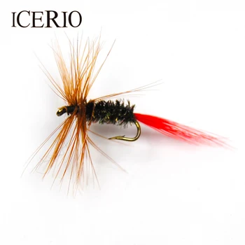 ICERIO 8ШТ Червена Опашка Поденки Сухи Мухи летят риболов на Пъстърва на Стръв #12