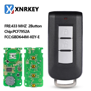 XNRKEY 2 бутона Smart Remote Ключодържател 433 Mhz PCF7952 Чип ID46 за Mitsubishi Lancer ASX, Outlander FCC: G8D-644M-KEY-E