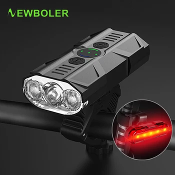 NEWBOLER Велосипеден Фенер USB Акумулаторна батерия 1200 Лумена МТБ Велосипедна Фаровете LED Супер Ярък Фенерче Предните Фарове и Задни Задна светлина